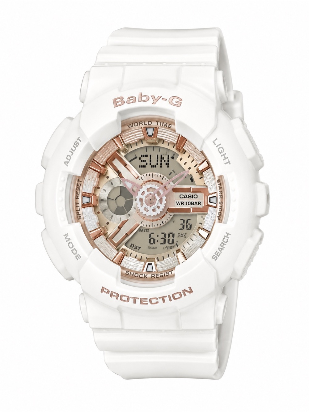 Casio-G-Shock- Baby-G, EUC, BA110-7A1 White and Rose Gold Women's Watch